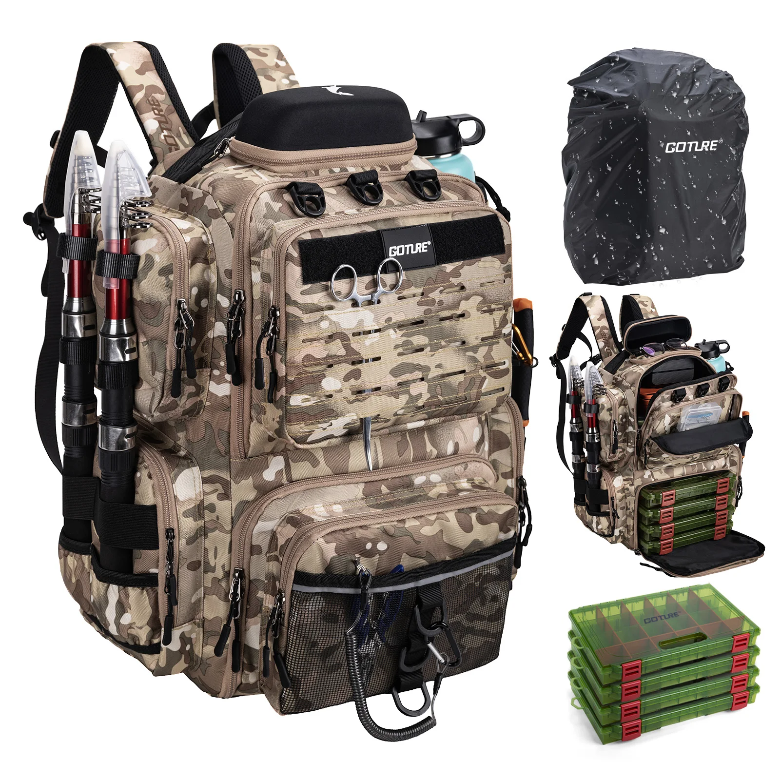 Mochila de Pesca Impermeable Goture – Oxford 900D Táctica - imagen 3