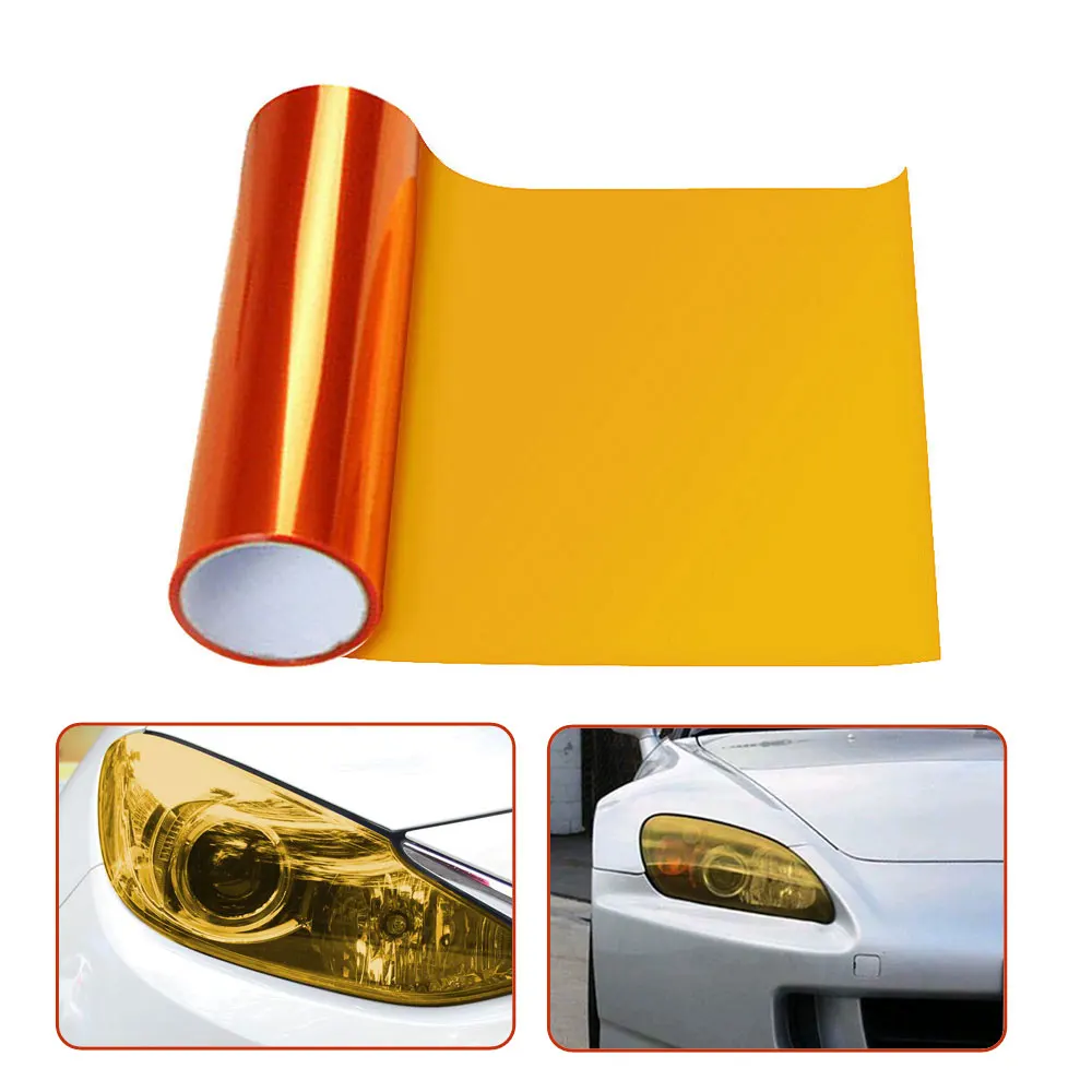 車のヘッドライト,フォグライト,車の外装アクセサリー,オレンジ,1ユニット用のPVCビニールフィルムカバー
