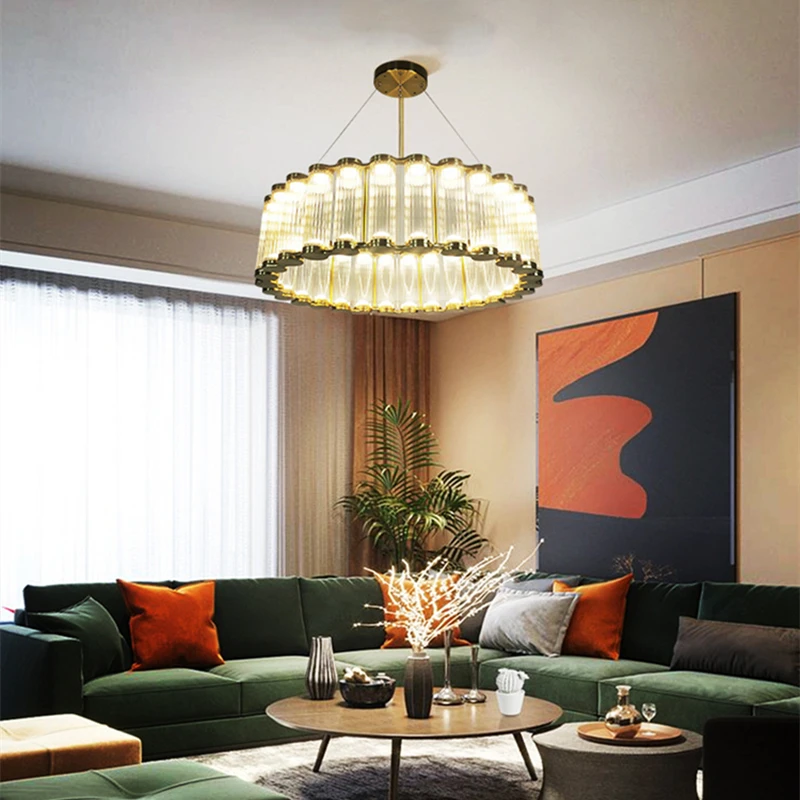 

Postmodern Warm Light Ceiling Chandelier For Living Room Bedroom Study Stainless Steel Round Pendant Lamp Led Indoor Lighting