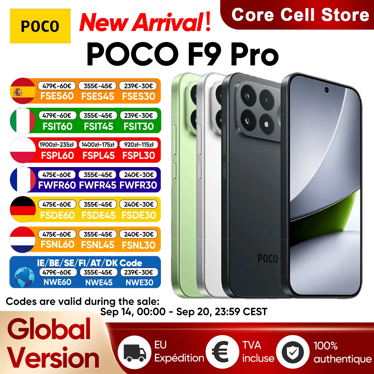 Globale Version POCO F9 Pro 5G Smartphone Snapdragon ®   8 Elite Gen 5 V Serie 6,59' 185Hz Ultrahelles AMOLED-Display 6330mAh (typ.) Akku 100W HyperCharge NFC IP68