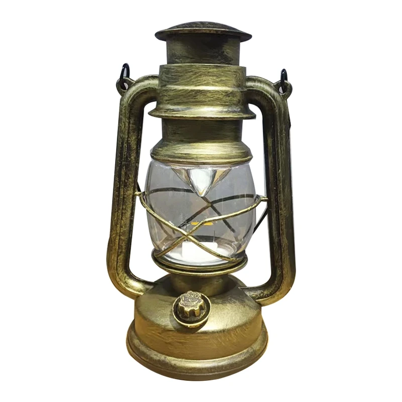 Top!-25Cm Iron Antique Bronze Oil Lanterns (Cover) Portable Outdoor Camping Lamp Leak-Proof Seal Lights