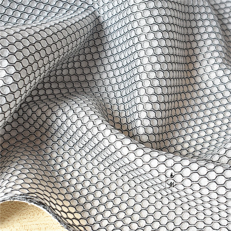 Sewing DIY Fabric Hexagonal Honeycomb 3D Craft Hard Stripe Pleated Texture Black and White Air Layer Creative Designer Fabric