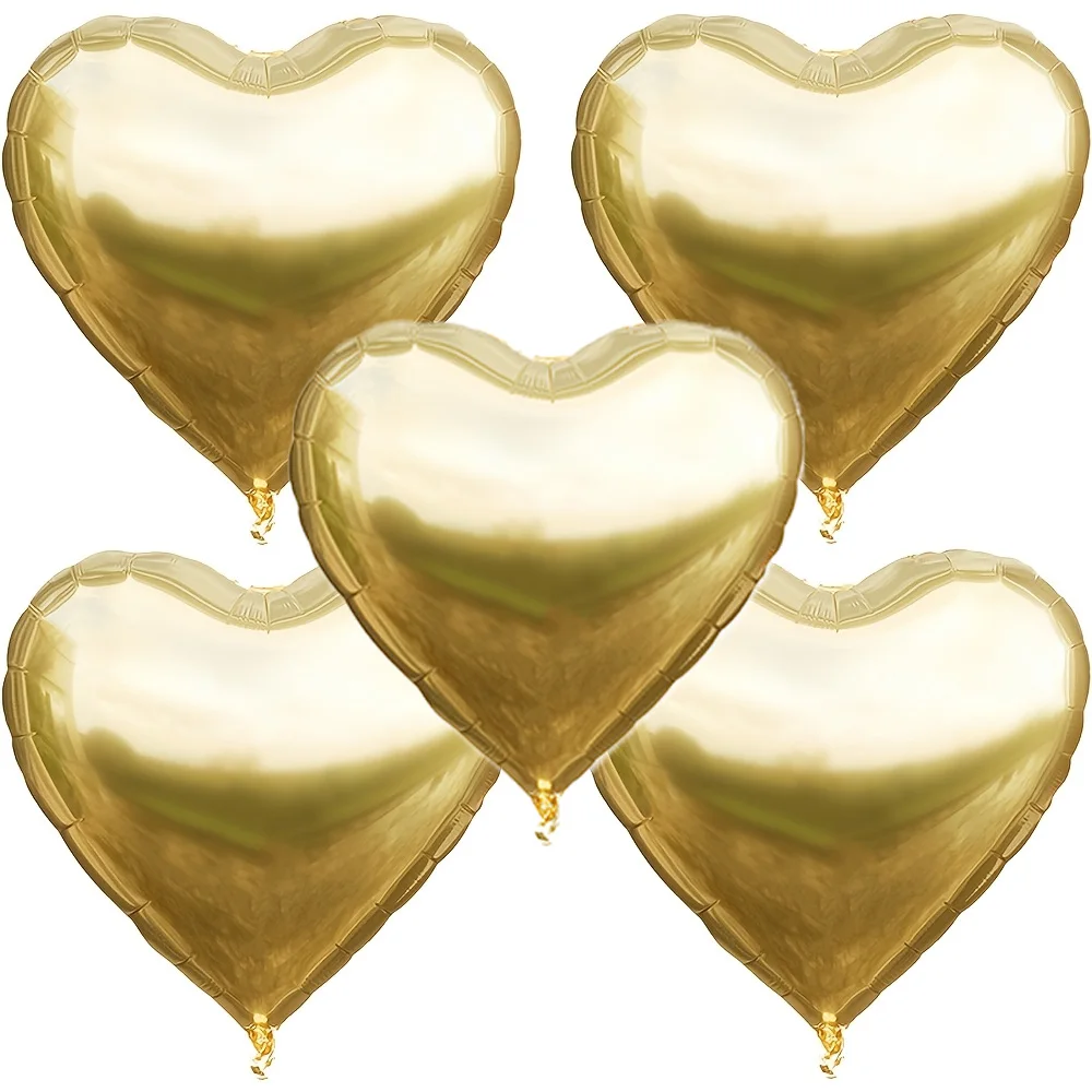 Packung mit 5 30-Zoll-Herzförmigen Aluminiumfolienballons, geeignet für Geburtstagsfeiern, Valentinstag, Übernachtungen, Hochzeiten, Verlobungen, Jubiläen und Gartendekoration im Freien