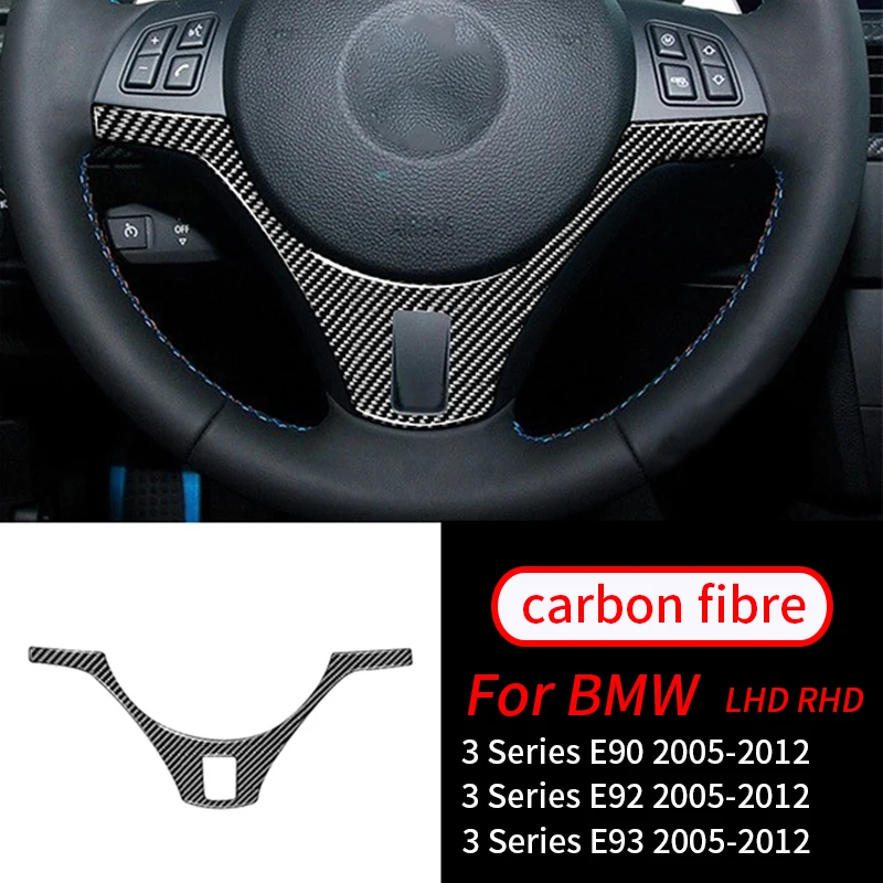 

For BMW E90 E92 E93 3 Series 2005-2012 Real Carbon Fiber Steering Wheel Decoration Cover Car Stickers Car Interior Styling Trim