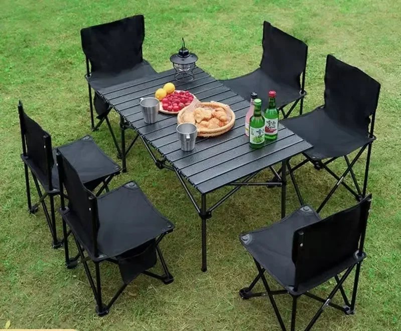 Outdoor Folding Tables And Chairs Portable Set Picnic Table Camping Table Equipment Supplies Aluminum Alloy