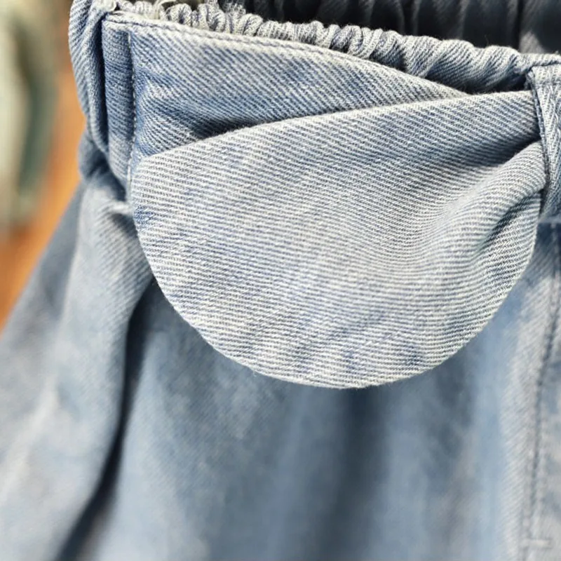 Pantaloncini di Jeans con fiocco carino per ragazze pantaloni corti larghi per bambini estivi per ragazza 1-7 anni Jeans corti con elastico in vita