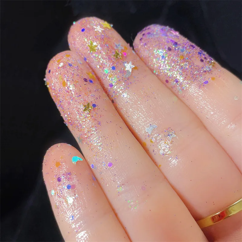 9 شبكات ثلاثية الأبعاد عينيه بريق كريم جل ستار القمر ستار القمر الترتر طقم مكياج مهرجان حفلة العين الوجه الديكور ٪ t