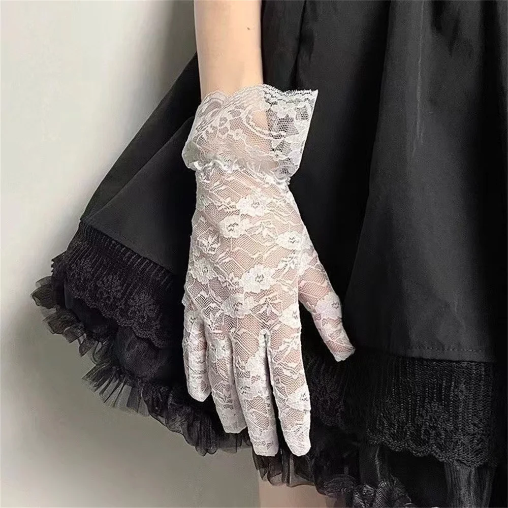 Gants fins en dentelle transparente pour femmes, Sexy, fleur, spectacles sur scène, Halloween, Cosplay, fête de mariage, robe de princesse, accessoires