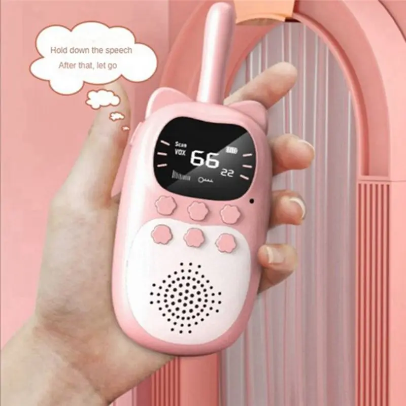 2-pack-rechargeable-walkie-talkie-for-children-3km-range-handheld-radio-transceiver-portable-kids-pink