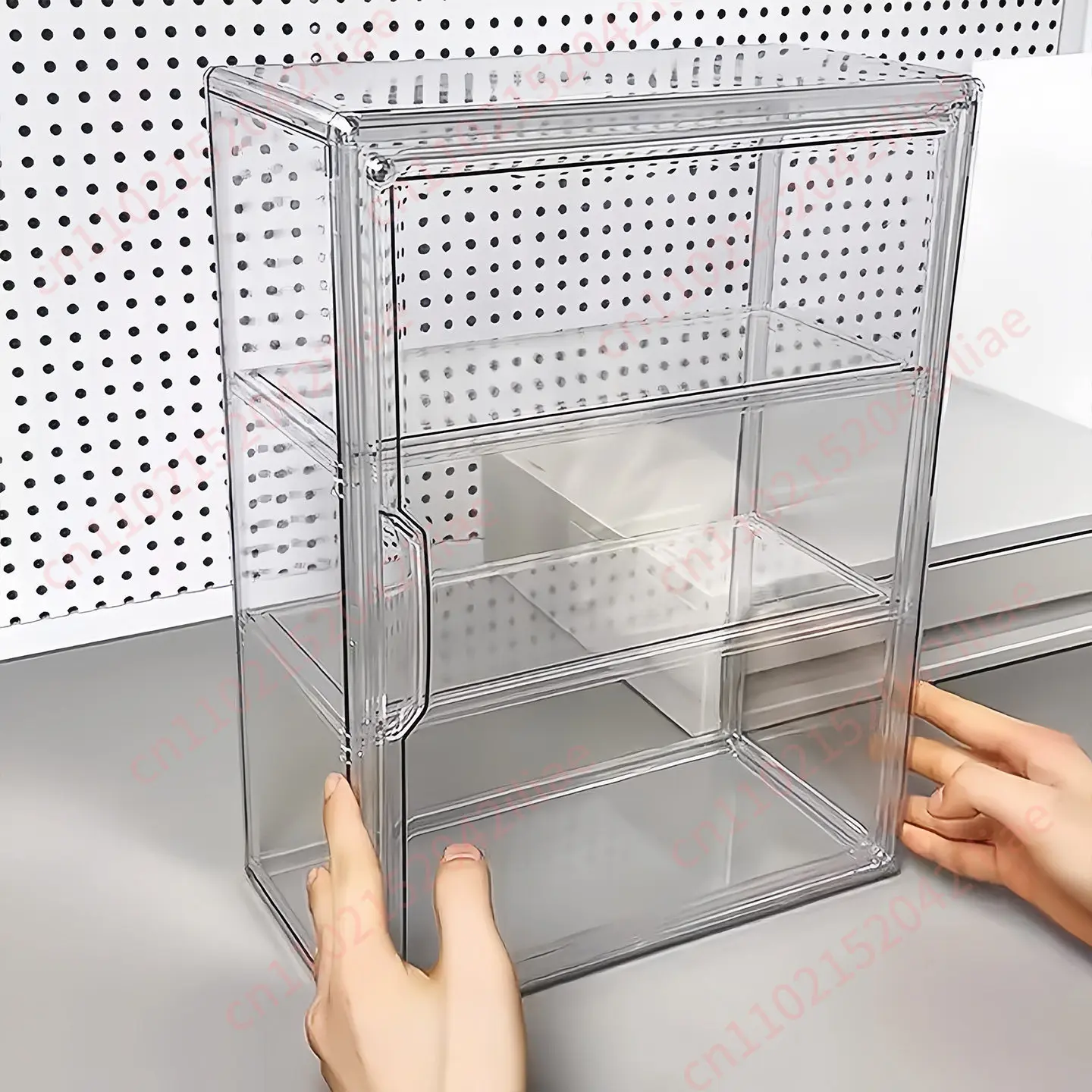 Desktop storage box, drawer, small pain cabinet, finishing and display, transparent plastic, acrylic, dustproof.