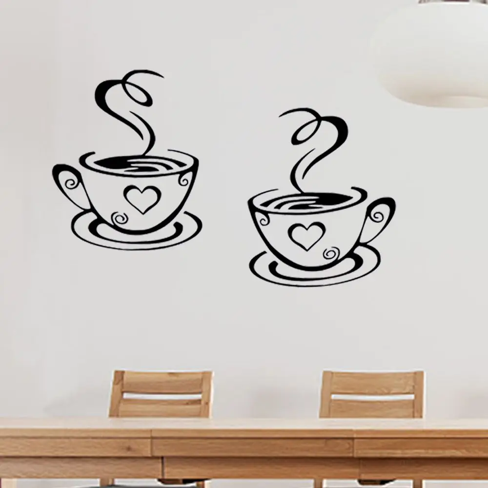 

New Arrival Mural Beautiful Design Pub Decal Decoration Coffee Cups Stickers Wall Decor Art Vinyl Cafe Tea Wall Stickers