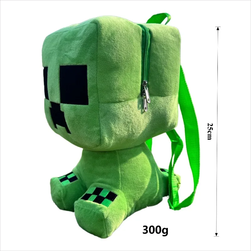 Popular Pixel Game Creeper Character Crawling Monster Anime Plush Doll Large Capacity Backpack Soft Bag Stuffed Periphery Gifts view 6