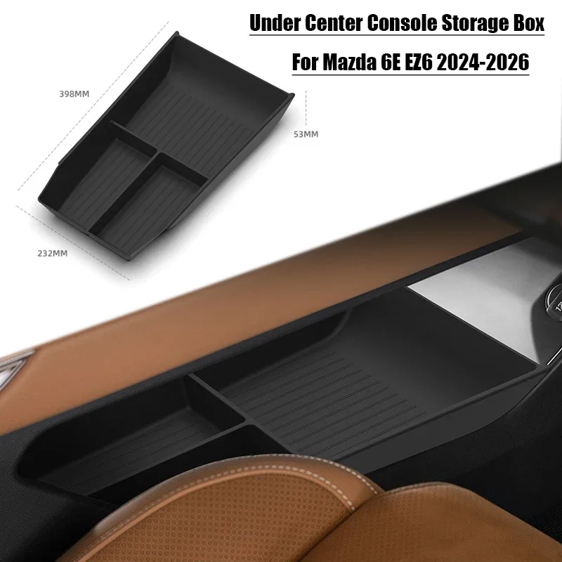 Center Console Storage Box Drop-in Installation For Mazda 6E EZ6 2024-2026 Interior Organizer Tray Car Modification Accessories