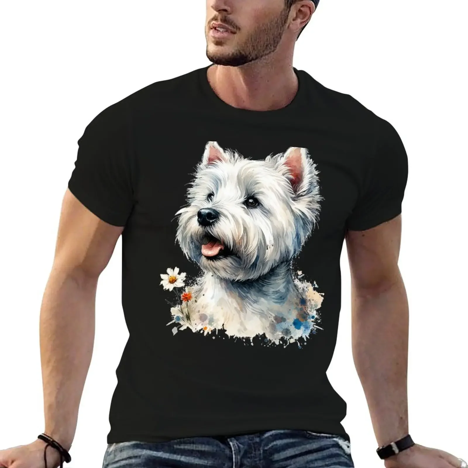 

Westie T-Shirt tshirts personalised Anime t-shirt t shirt men 100℅ cotton