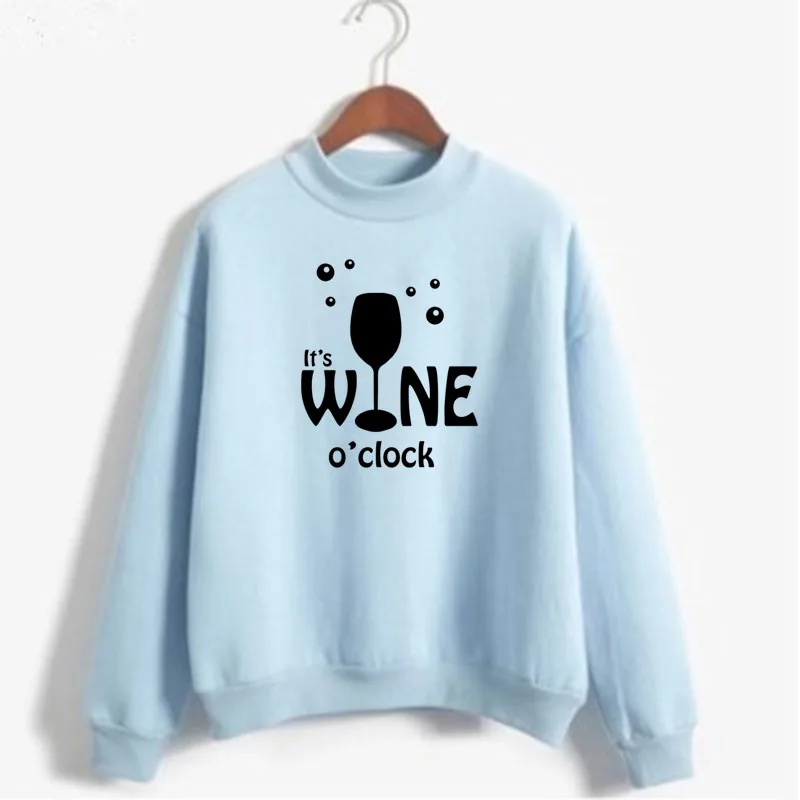 IT'S WINE O'CLOCK พิมพ์ผู้หญิงเสื้อกันหนาวเกาหลีหวาน O-Neck ถักเสื้อกันหนาวหนาฤดูหนาวฤดูใบไม้ร่วงลูกอมสีหลวมสาวเสื้อผ้า