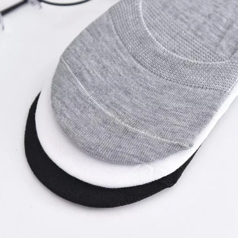 1pairs Invisible Socks for Men Ankle Short No Show Low Cotton Black White Non-slip Silicone Summer Thin Sock Breathable