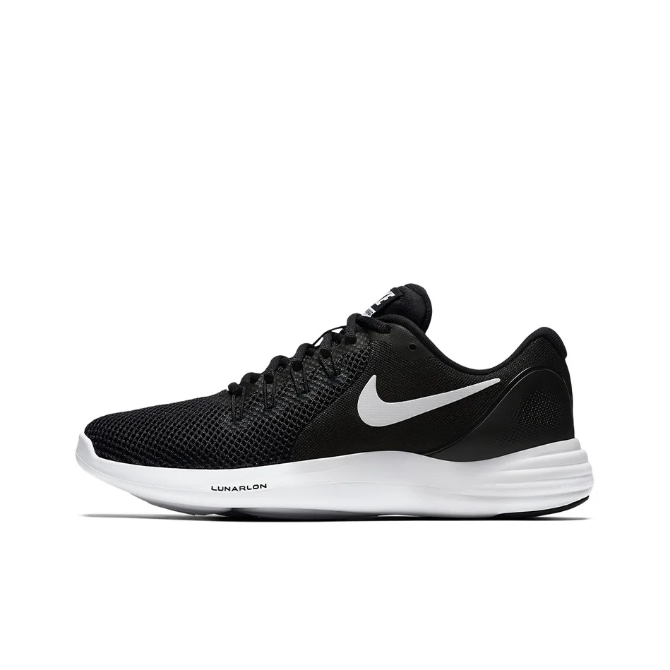 Nike Lunar Apparent Cushioning Slip Resistant Abrasion Resistant Breathable Low top Running Shoes Women's Black White 908998-001
