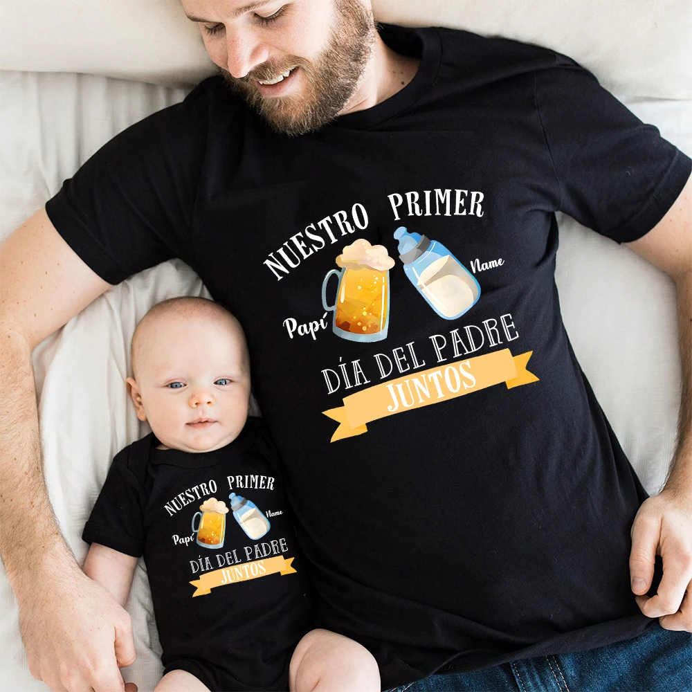 Our Father's Day Family Matching Outfits Personalized Daddy & Baby Clothes Family Look with Name 1st Father's Day Gift