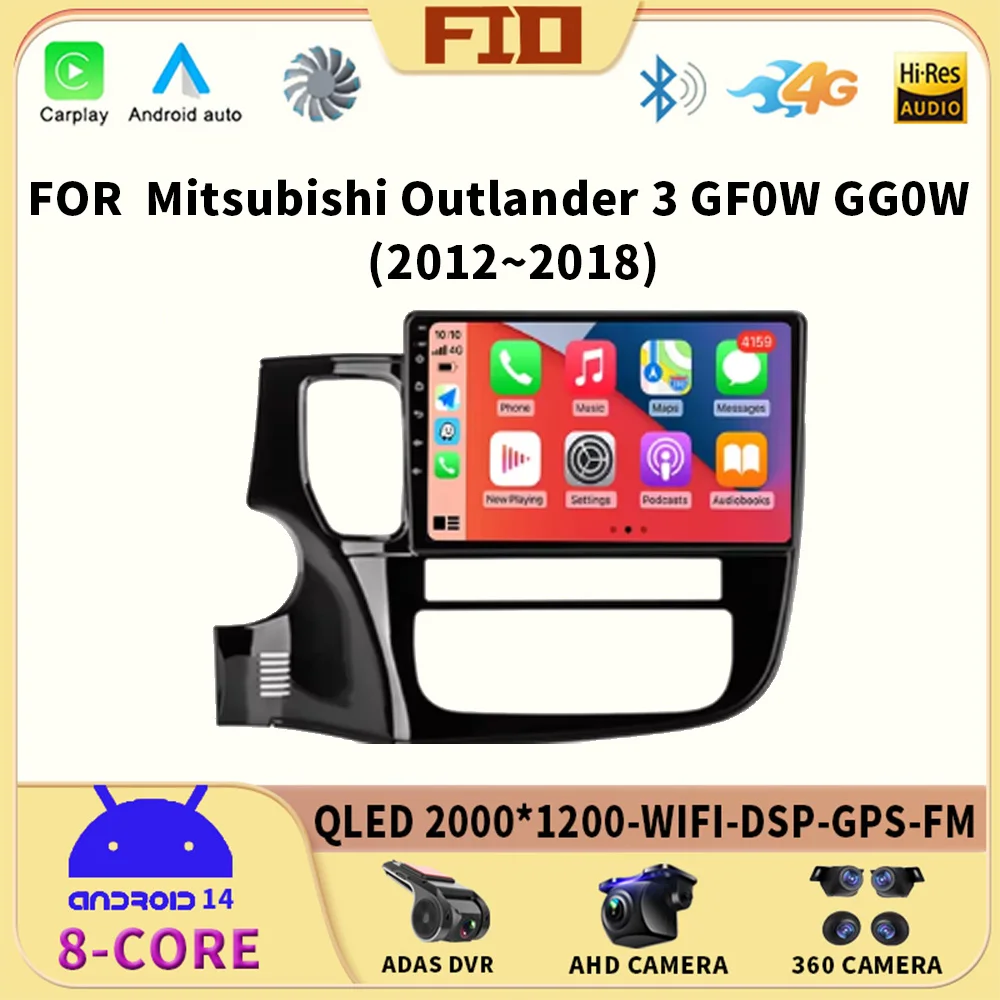 

Wireless CarPlay Android Auto Car Radio for Mitsubishi Outlander 3 GF0W GG0W 2012-2018 Multimedia Player Navigation GPS 2Din DVD