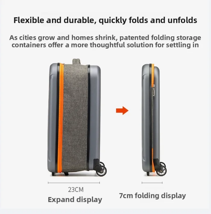 20 Inch Folding Trolley Suitcase, Large Capacity Boarding Luggage, Portable Travel Case for Business Travel