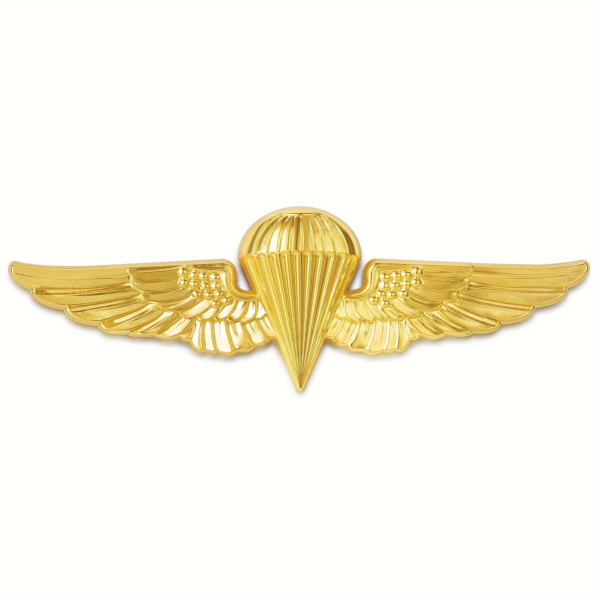 Military Parachutist Badge, Golden Metal USMC Paratrooper Wings Pin, Dress Uniform Chest Insignia, Collectible Metal Applique