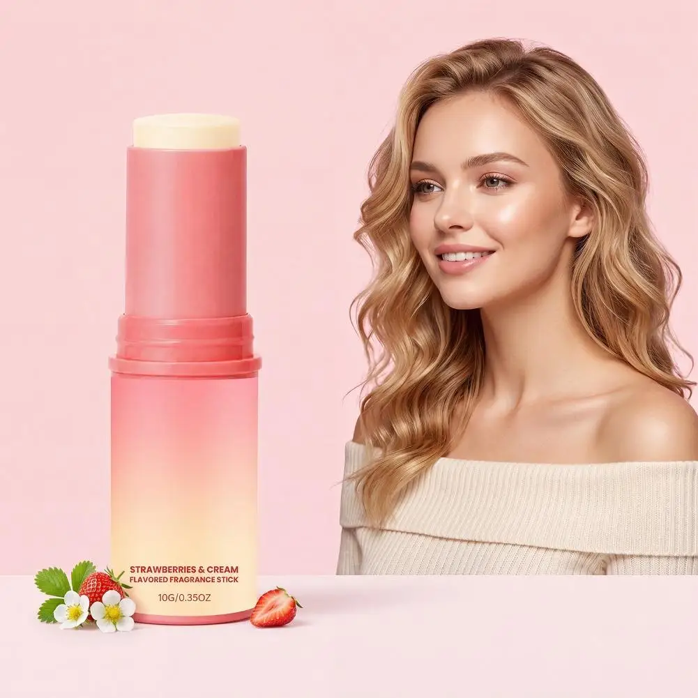 10g Natural Fresh Lasting Deodorizing Stick PDRN Sweet Strawberry Cream Scent Solid Balm Original Brand Portable Solid Perfume