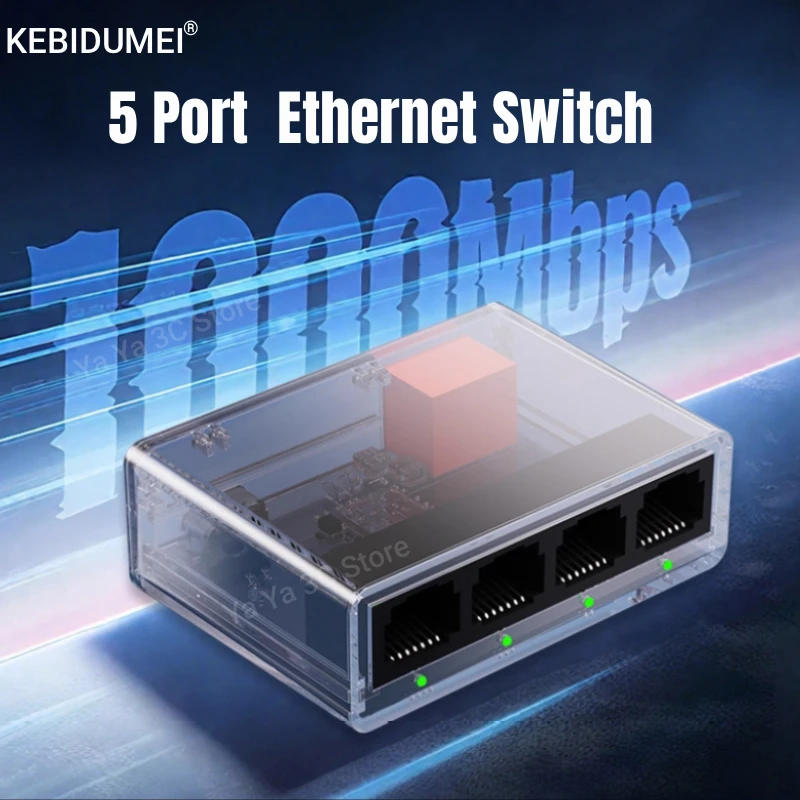 1000Mbps RJ45ネットワークスイッチ 1入力4出力コンバーター 1000Mbpsギガビットイーサネットスイッチハブ インターネットスプリッター PC、ラップトップ、テレビ、ルーター用