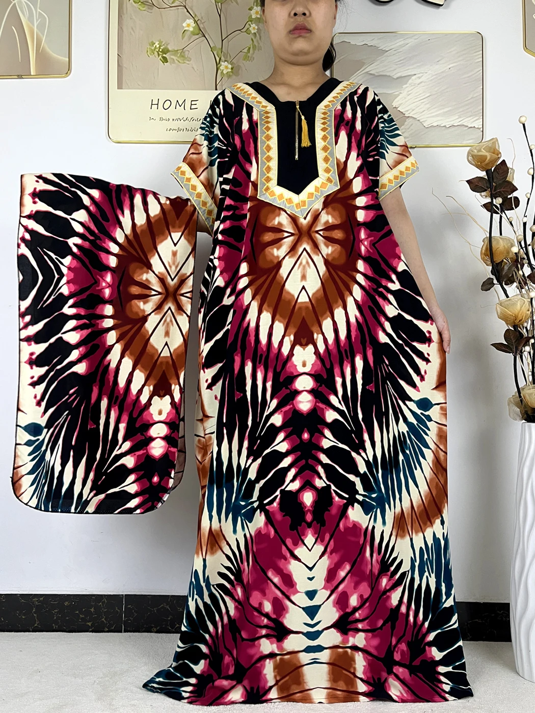 

Muslim Abayas For Women 2026 High Quality Cotton Printed Short Sleeves Boubou Loose Femme Robe Dubai Islam African Dresses LT497