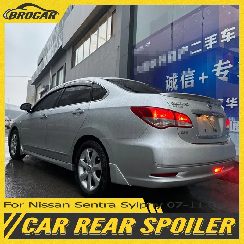 For Nissan Sentra Sylphy 2007 - 2011 High Quality ABS Plastic Unpainted Color Rear Spoiler Bluebird Trunk Boot Wing Spoiler