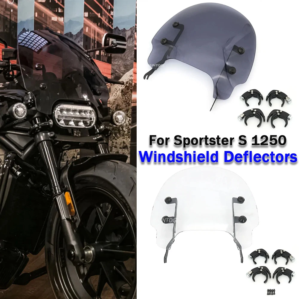 

Motorcycle Windshield Wind Deflectors Front Spoiler Quick-Release Clamps For Sportster S 1250 RH 1250 2021 Protector Wind Screen