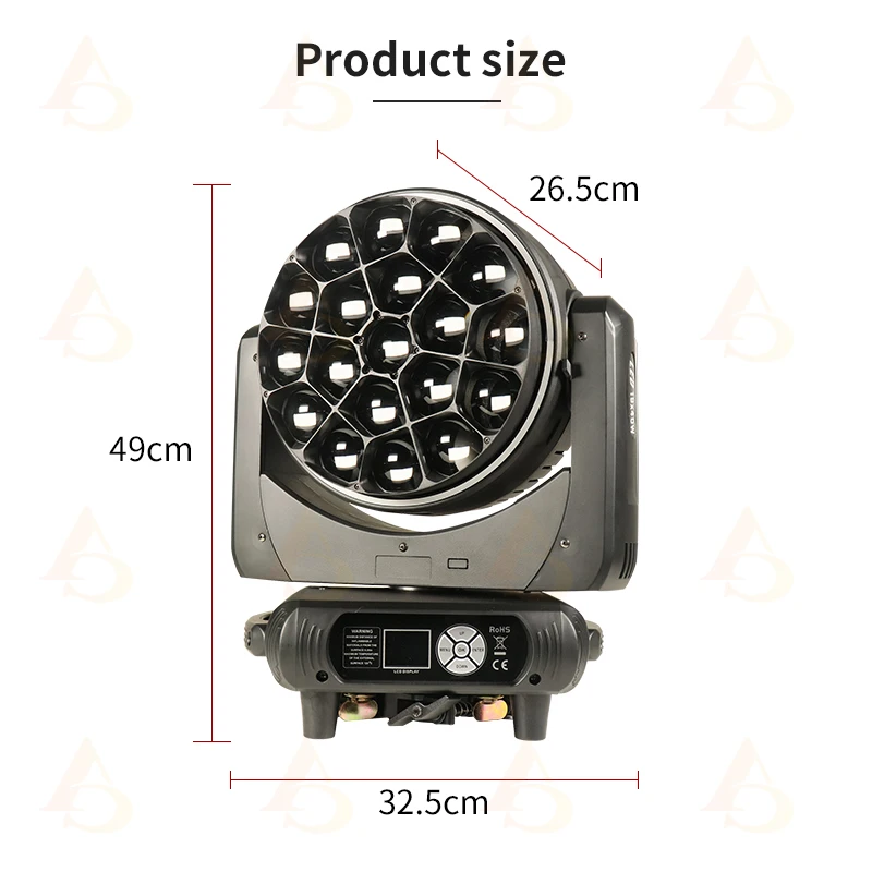 DMX19x40w عيون النحل الكبيرة تتحرك الرأس مع شعاع حلقي + غسل ضوء ساطع عالي الطاقة مع حفل زفاف دي جي ديسكو