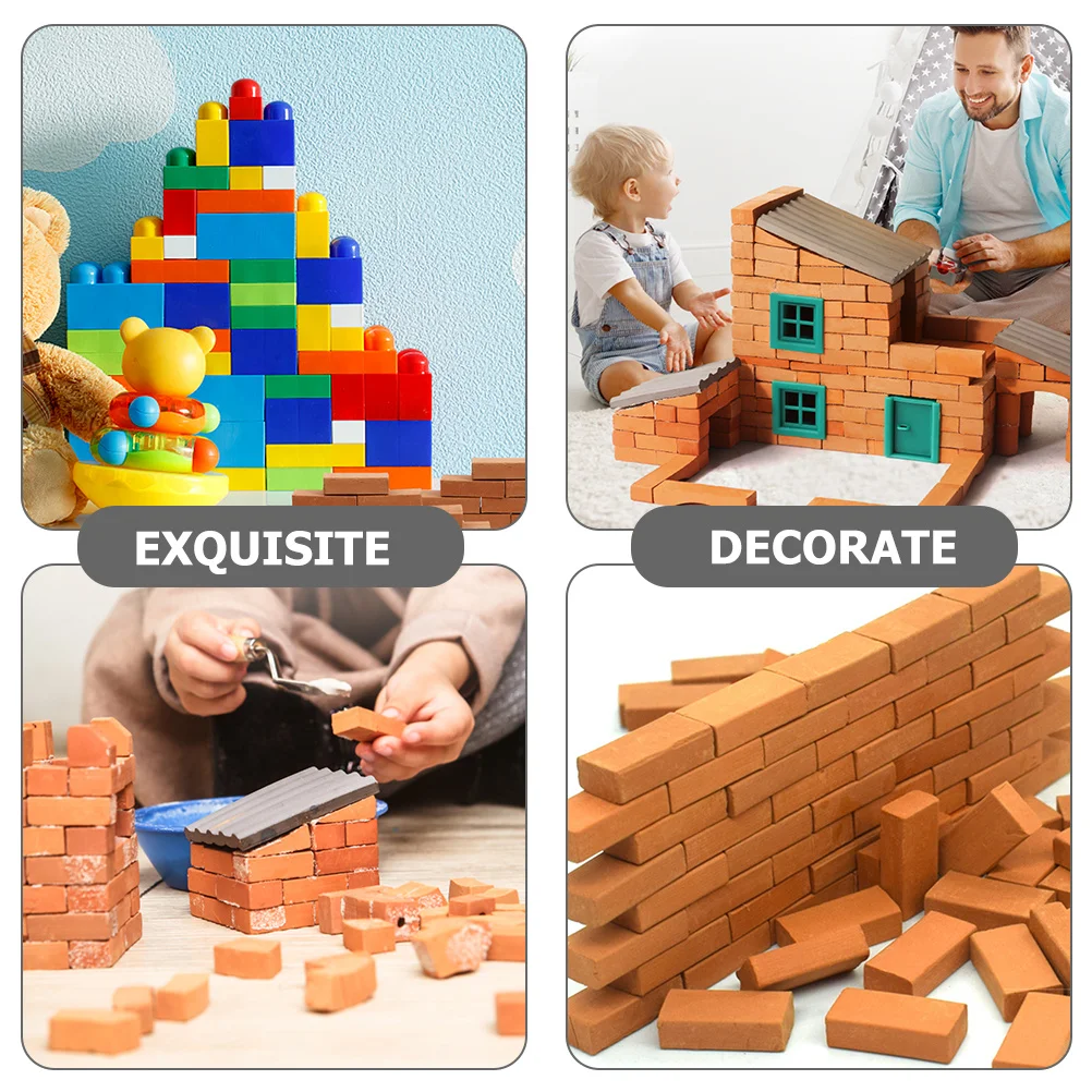 50 szt. Klocków dla dzieci do rękodzieła, miniaturowe czerwone cegły, mocne i wytrzymałe, do dekoracji bajkowego ogrodu, mini cegły dekoracyjne, ozdoby z cegieł.