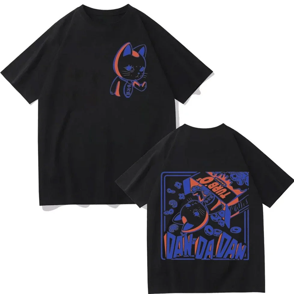 

Summer men's Japanese anime turbine Grandma Cat pattern printed T-shirt Men's 100% pure cotton T-shirt cartoon casual short-slee