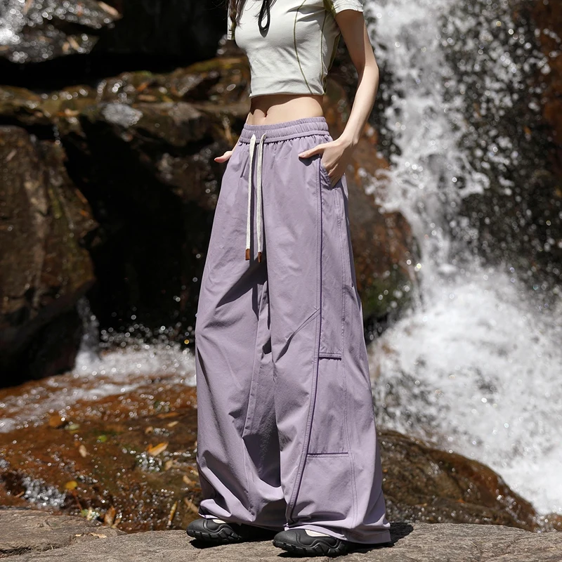 

Waterproof Hiking Cargo Pants for Women Street Style Wide Leg Full Length Pants Outdoor Trousers Unisex Fishing Camping bottoms