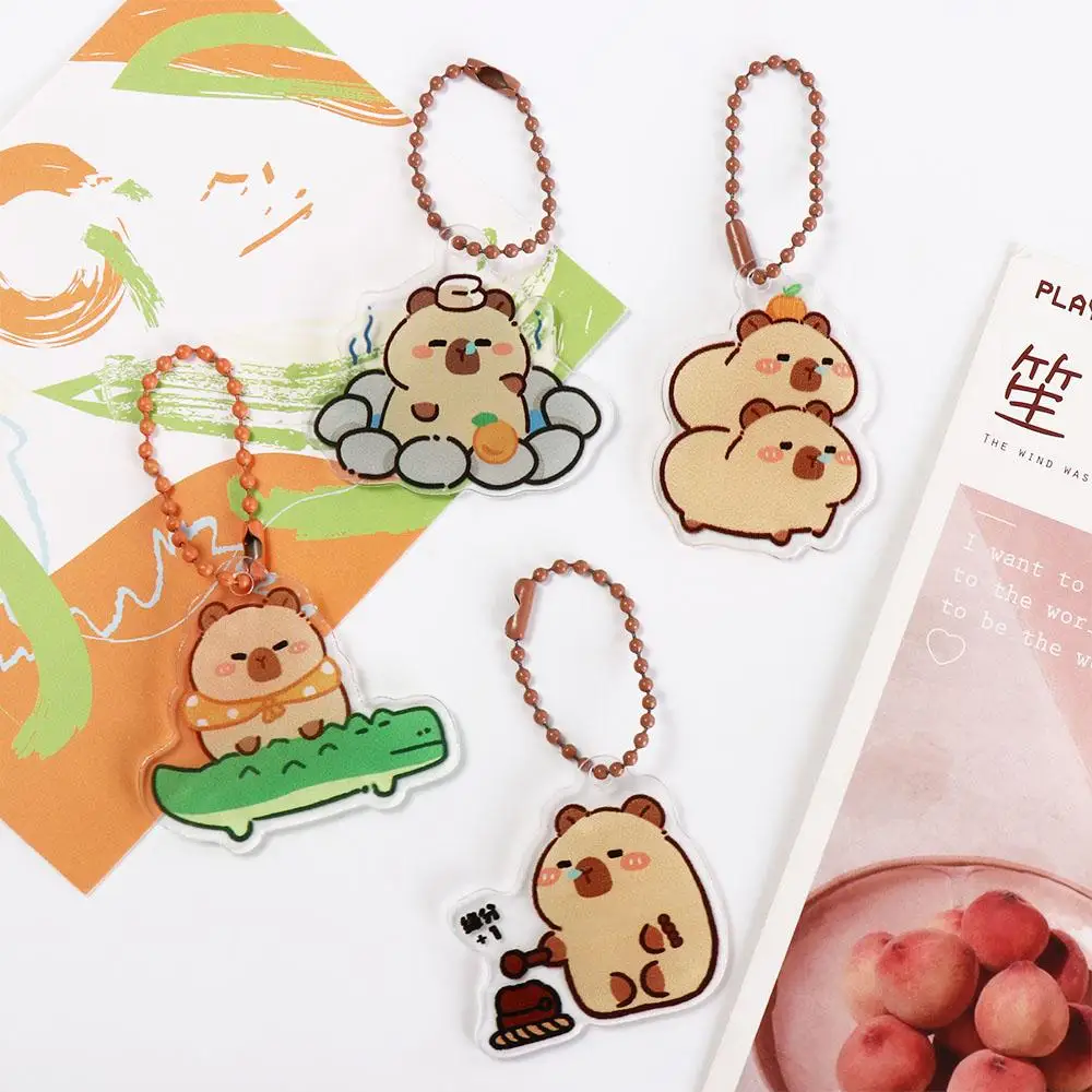 Kawaii Kapibara Capybara Keychain Creative Cute Capybara Bag Hanging Acrylic Crocodile Capibara Pendant Hanging Accessory