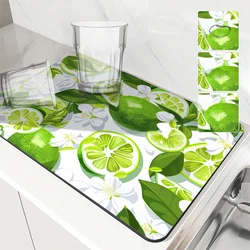 Absorbent Coffee Mat Dish Draining Mat Lemon Fruit Kitchen Drying Mat Quick Dry Bathroom Drain Pad Kitchen Faucet Placemat