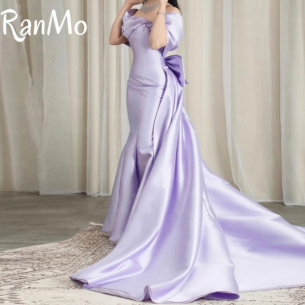 

Ranmo 2025 Luxury Elegant Purple Evening Party Dresses Off the Shoulder Floor Length High Quality Fashion Chic Women Prom Gown