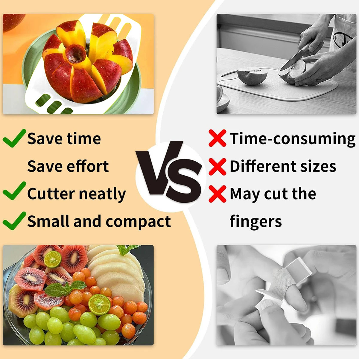Apple corer, food-grade stainless steel blade, sturdy and ergonomically designed handle, easy to use, sharp and durable - view 5