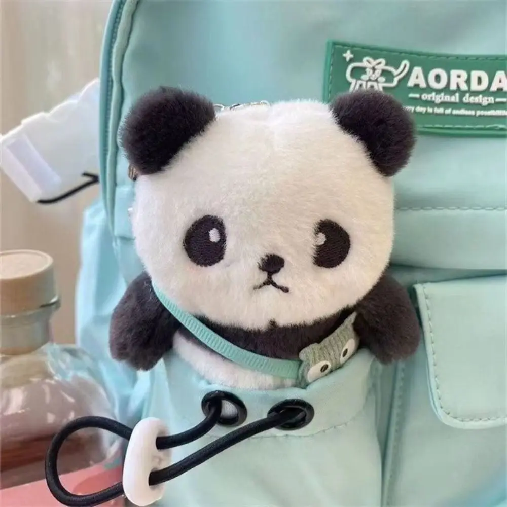 LLavero de Panda pequeño y fresco de tendencia de dibujos animados de estilo coreano, muñeco de algodón PP de felpa, moda creativa, regalo de Navidad delicado para mujer