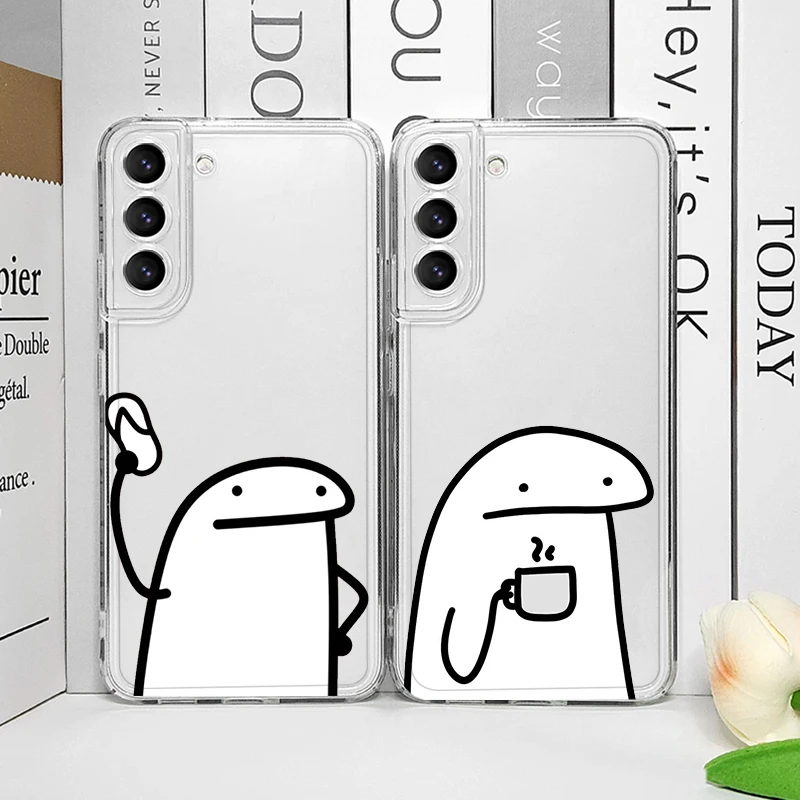 

Funny Celular Flork Meme Phone Case for Samsung Galaxy S22 S23 S24 S25 Plus Ultra S21 FE 5G Transparent Soft Cover Couple Fundas