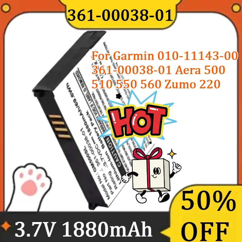 

For Garmin 010-11143-00 361-00038-01 Aera 500 510 550 560 Zumo 220 Rechargeable Lithium Batteries 3.7V 1880mAh Camera Batteries