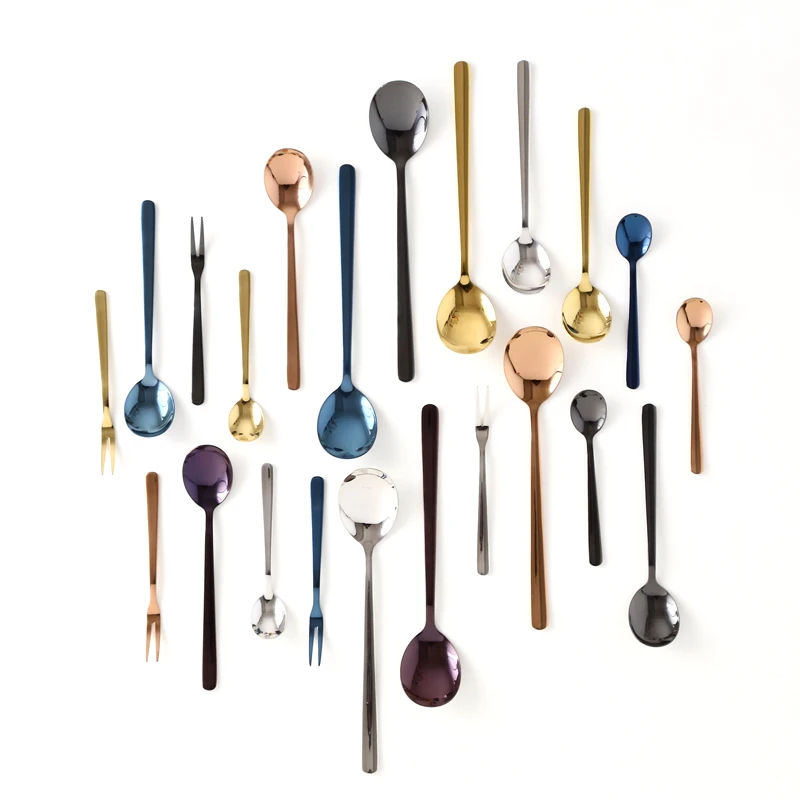 

Nordic Sle 304 Stainl Steel Spoons Coffee Stirring Spoon Dert Fruit Fork Home Kitchen Dining Table Utensils