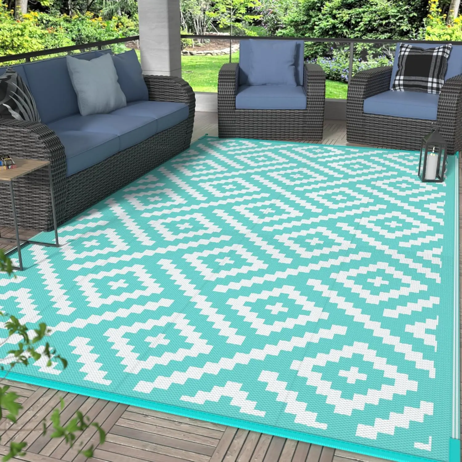 

Outdoor Rug for Patio Clearance, 6'x9' Waterproof Camping Mat, Reversible Plastic Straw Rugs for RV, Camper, Balcony, Backyar