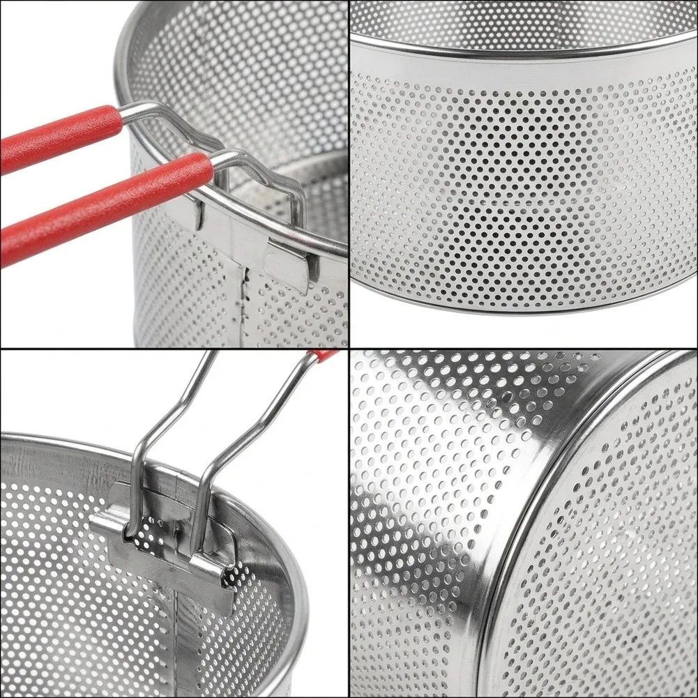 Stainless Steel Steamer Basket 2pcs for Pasta Cooking Straining Steaming Without Separate Sink 18cm 20cm for 2qt 3qt Pots