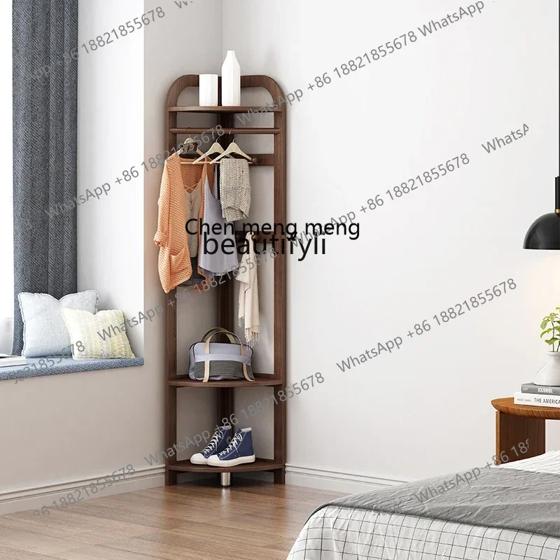 

cn8350 LHY zqSolid Wood Hanger Floor Bedroom Corner Coat Rack Nordic Corner Shelf Multifunctional Hanger