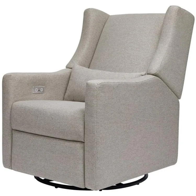 Kiwi Electronic Power Recliner and Swivel Glider with USB Port in Performance Grey Eco-Weave, Water Repellent & Stain Resistant