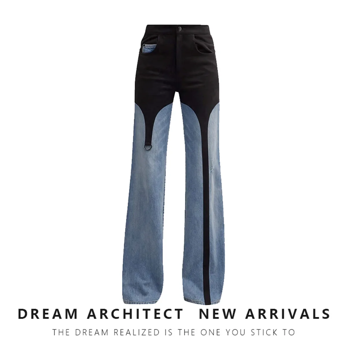 Crowdsourced Design Colored Strange 2023 Autumn New Casual High Waist Straight Leg Pants Loose Washed Jeans