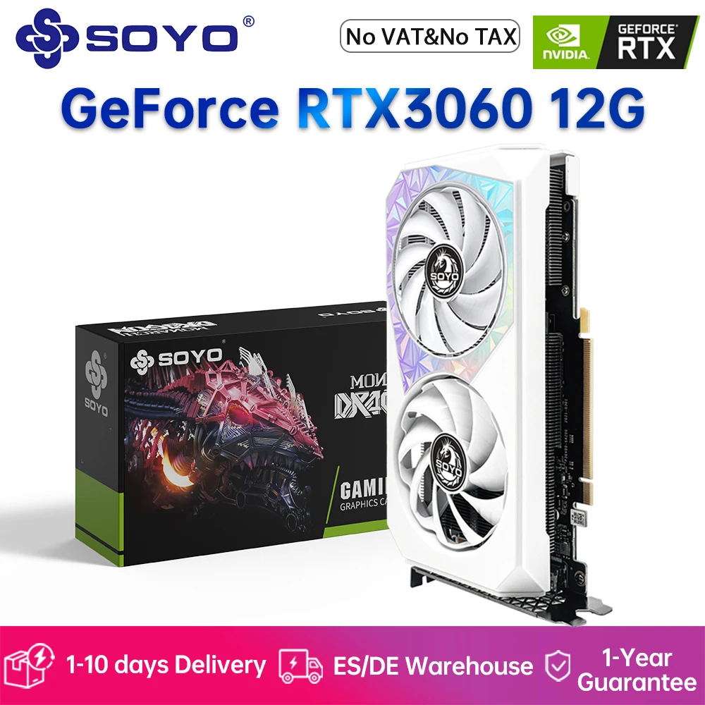 SOYO Original NVIDIA RTX3060 12G Graphics Card GDDR6 Memory 192Bit