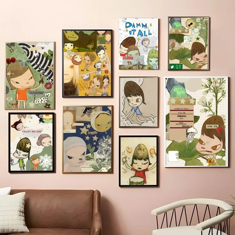 Image of Yoshitomo Nara Dream Doll Cartoon Classic Anime Poster Selbstklebende Kunstposter Retro Kraftpapier Aufkleber DIY Vintage Dekorativ