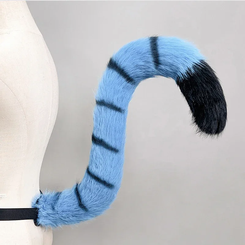 Kpop caccia alle streghe gruppo fatto a mano in pelliccia artificiale animale orc messenger tigre blu peluche copricapo coda oggetti di scena cosplay